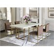 Armen Living Harmony Trestle Dining Table in Brushed Gold and Ash
