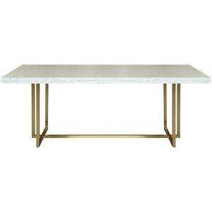 armen living harmony trestle dining table in brushed gold and ash