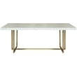 Armen Living Harmony Trestle Dining Table in Brushed Gold and Ash