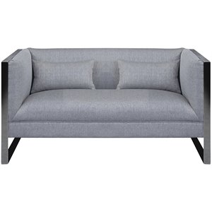 armen living royce fabric upholstered loveseat in gray and silver