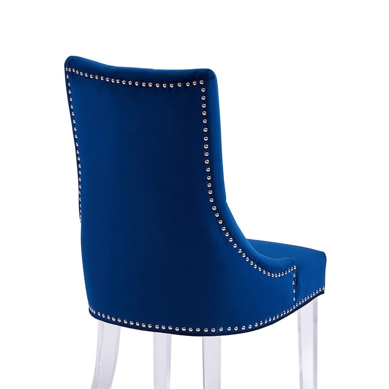 Armen Living Gobi Modern Velvet Upholstered Dining Side Chair in Blue