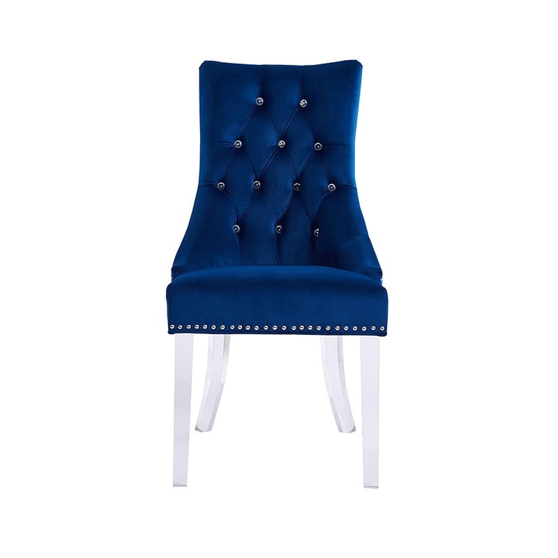 Armen Living Gobi Modern Velvet Upholstered Dining Side Chair in Blue