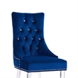 Armen Living Gobi Modern Velvet Upholstered Dining Side Chair in Blue