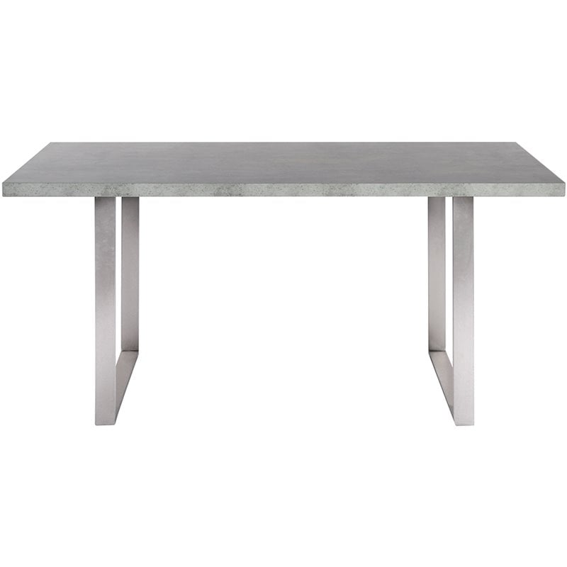Armen Living Fenton Modern Wood Top Dining Table in Cement Gray/Silver