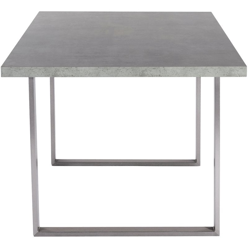 Armen Living Fenton Modern Wood Top Dining Table in Cement Gray/Silver