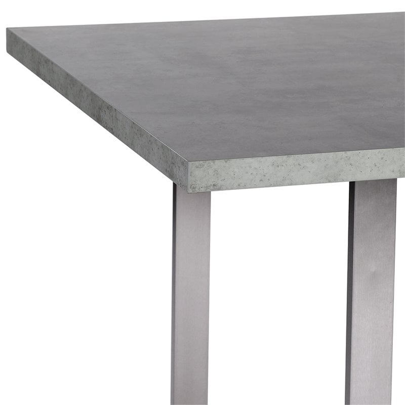 Armen Living Fenton Modern Wood Top Dining Table in Cement Gray/Silver