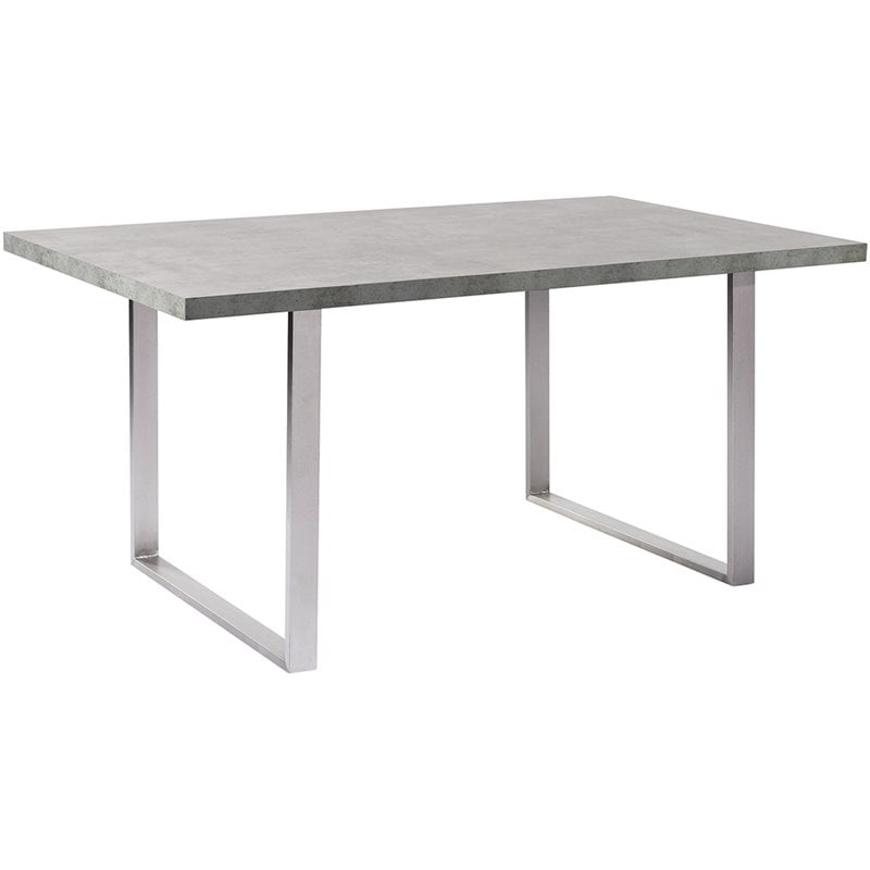 Armen Living Fenton Modern Wood Top Dining Table in Cement Gray/Silver