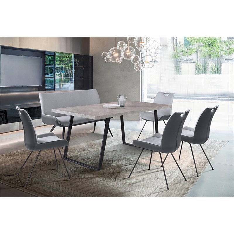 Armen Living Coronado Wood & Metal Dining Table in Cement Gray/Black
