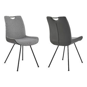 Armen Living Coronado Fabric Upholstered Dining Side Chair in Pewter and Gray
