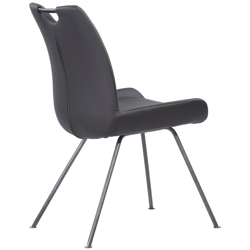 Armen Living Coronado Modern Faux Leather Dining Side Chair in Gray