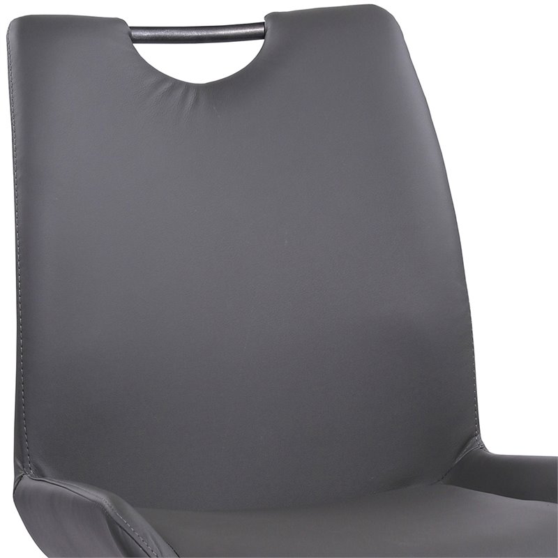 Armen Living Coronado Modern Faux Leather Dining Side Chair in Gray
