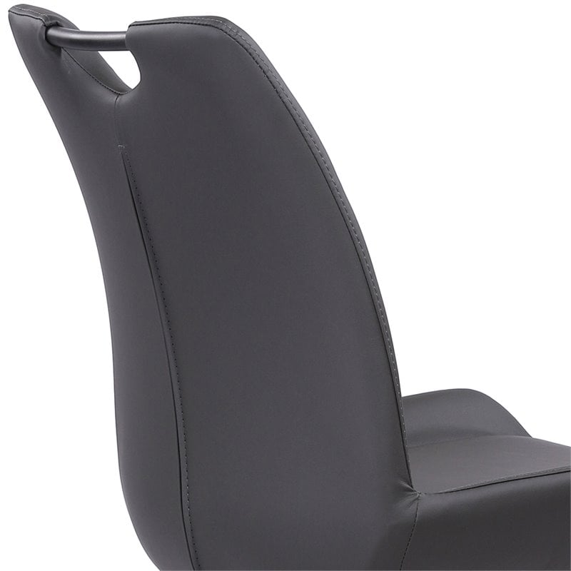 Armen Living Coronado Modern Faux Leather Dining Side Chair in Gray
