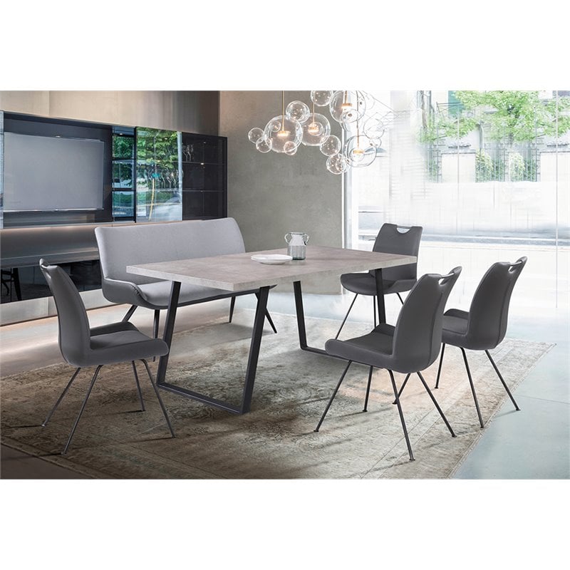 Armen Living Coronado Modern Faux Leather Dining Side Chair in Gray