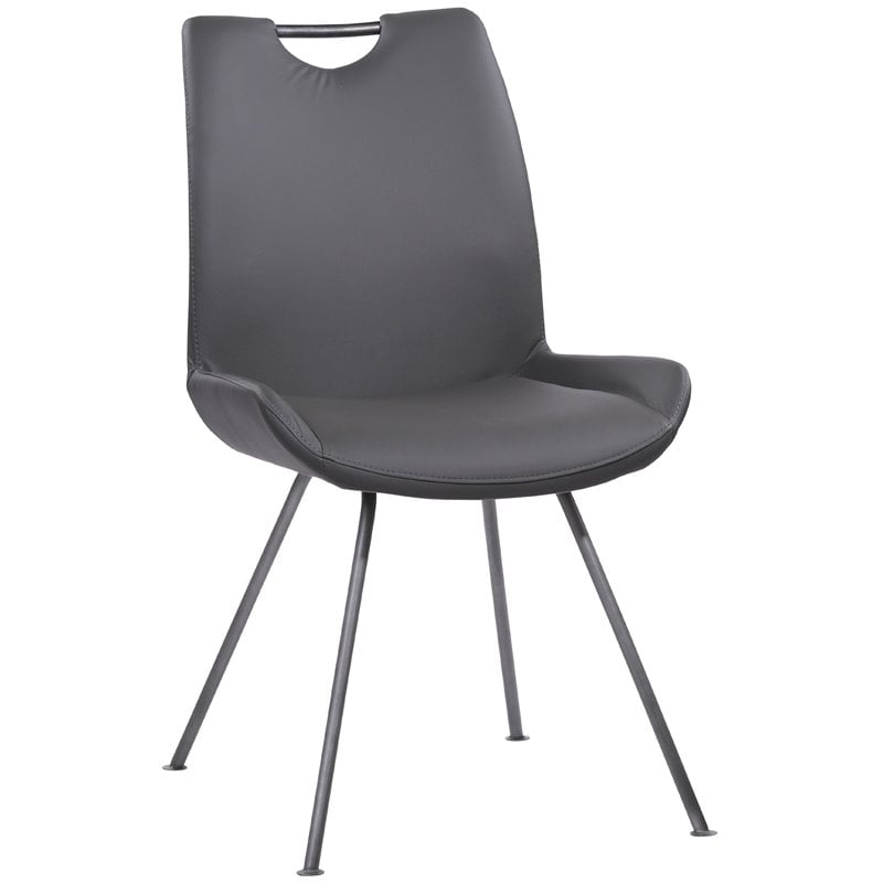 Armen Living Coronado Modern Faux Leather Dining Side Chair in Gray
