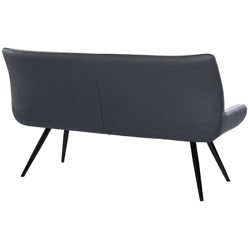 Armen Living Coronado Upholstered Fabric & Metal Dining Bench in Gray/Black