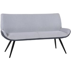 Armen Living Coronado Upholstered Fabric & Metal Dining Bench in Gray/Black