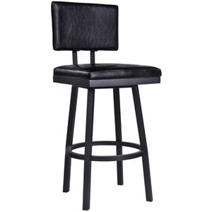Armen Living Balboa Modern 26&quot Faux Leather Swivel Counter Stool in Black