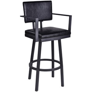 Armen Living Balboa Modern 26&quot Faux Leather Swivel Counter Stool in Black