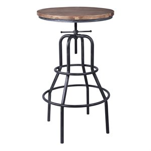 titan adjustable pub table in industrial grey and pine wood top