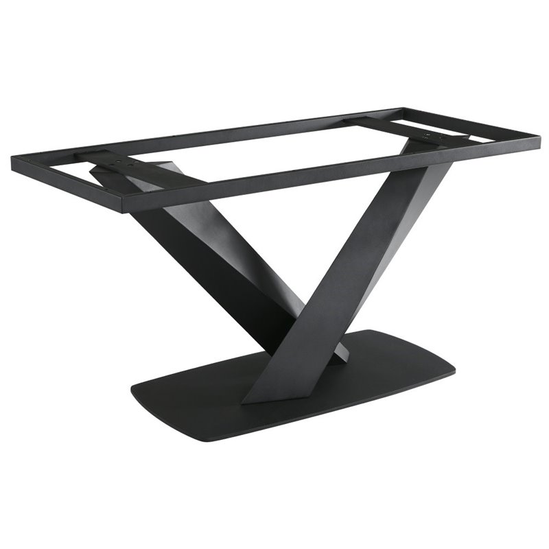 Armen Living Everett Contemporary Wood & Metal Dining Table in Black/Walnut