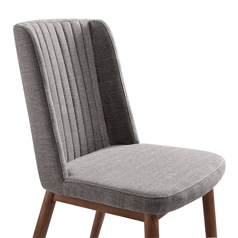 Wade Dining Chair in Walnut Finish and Gray Fabric - Set of 2