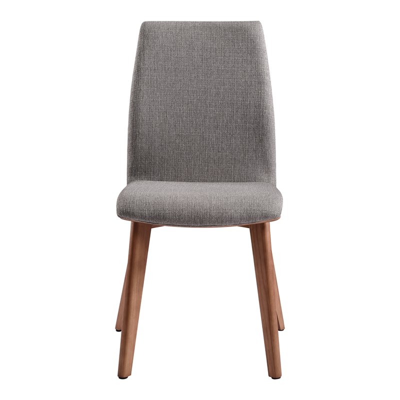 Archie Dining Chair in Walnut Finish and Gray Fabric - Set of 2