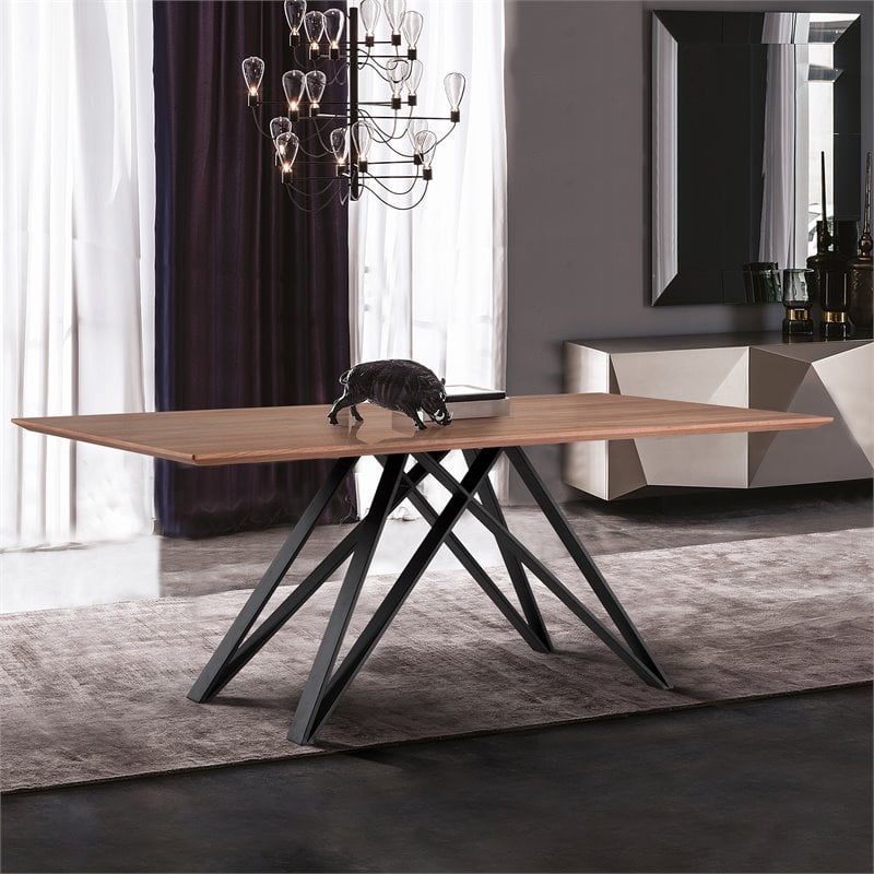 Armen Living Modena Contemporary Wood Top Dining Table in Black