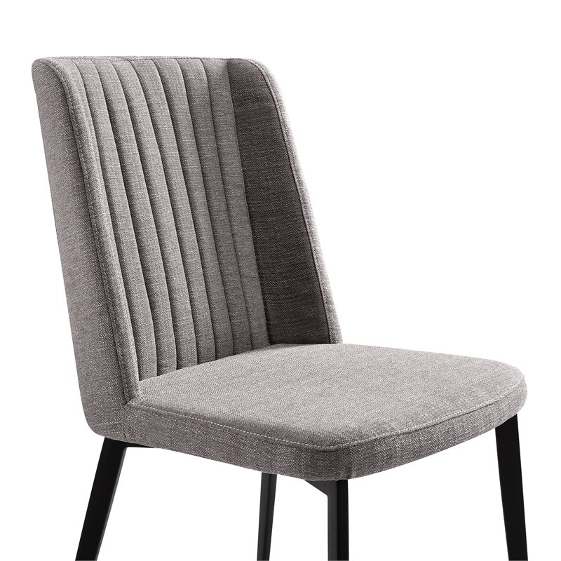 Armen Living Maine Modern Fabric Dining Chair in Black (Set of 2)