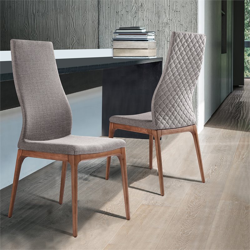 Armen Living Parker Modern Fabric Dining Chair in Gray (Set of 2)