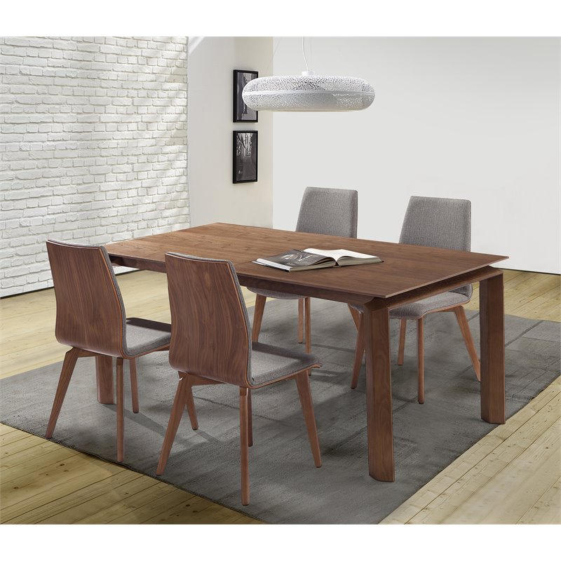 Armen Living Treviso Extension Solid Wood Dining Table in Walnut