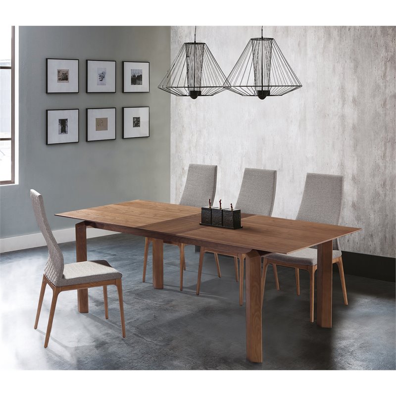 Armen Living Treviso Extension Solid Wood Dining Table in Walnut