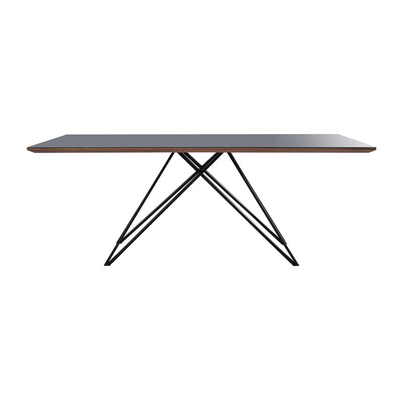 Armen Living Urbino Contemporary Glass Top Dining Table in Matte Black