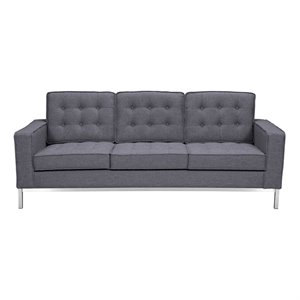 chandler sofa in brushed stainless steel finish and dark grey fabric
