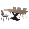 Armen Living Everett Modern Wood 5-Piece Dining Set in Brown