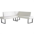 Amanda Dining Set in White Faux Leather and Chrome Finish