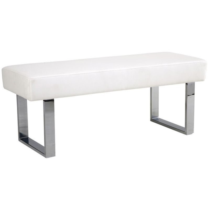Amanda Dining Set in White Faux Leather and Chrome Finish