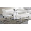 Amanda Dining Set in White Faux Leather and Chrome Finish