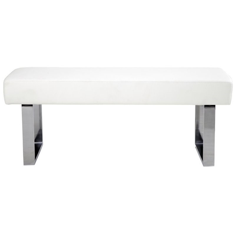 Amanda Dining Set in White Faux Leather and Chrome Finish