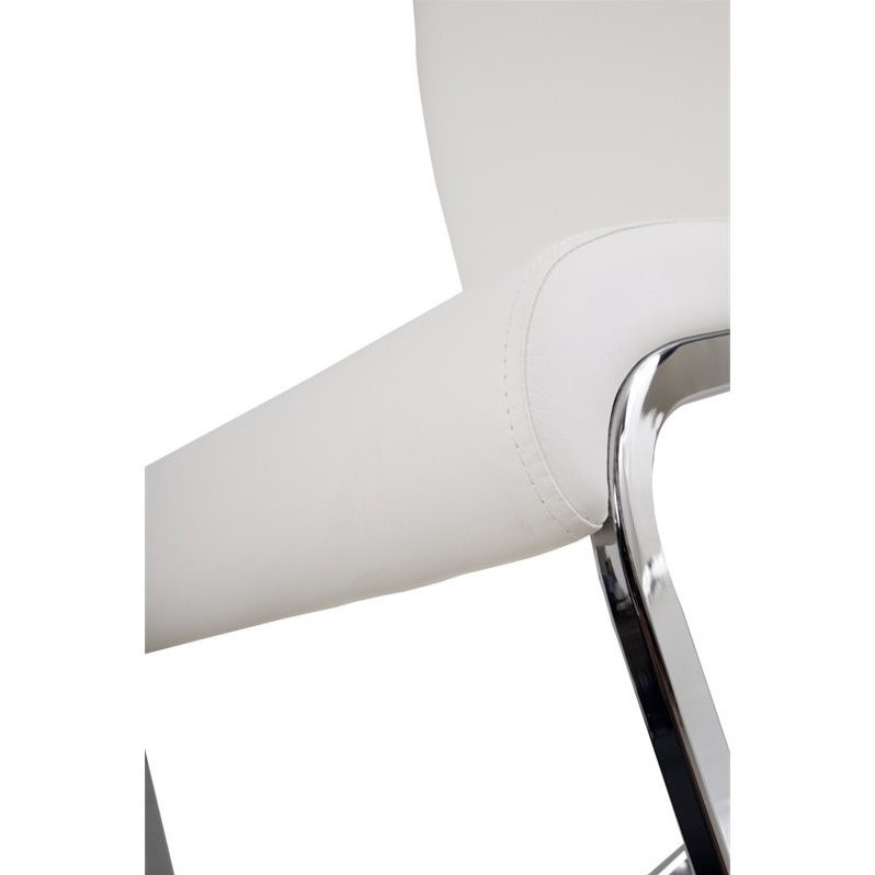 Amanda Dining Set in White Faux Leather and Chrome Finish