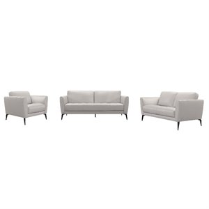 hope living room set in genuine dove grey leather with black metal