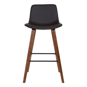 Armen Living Maddie 25.5&quot Modern Faux Leather Counter Stool in Walnut and Brown