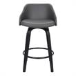 Armen Living Alec Modern Faux Leather Swivel Barstool in Black and Gray