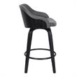 Armen Living Alec Modern Faux Leather Swivel Barstool in Black and Gray