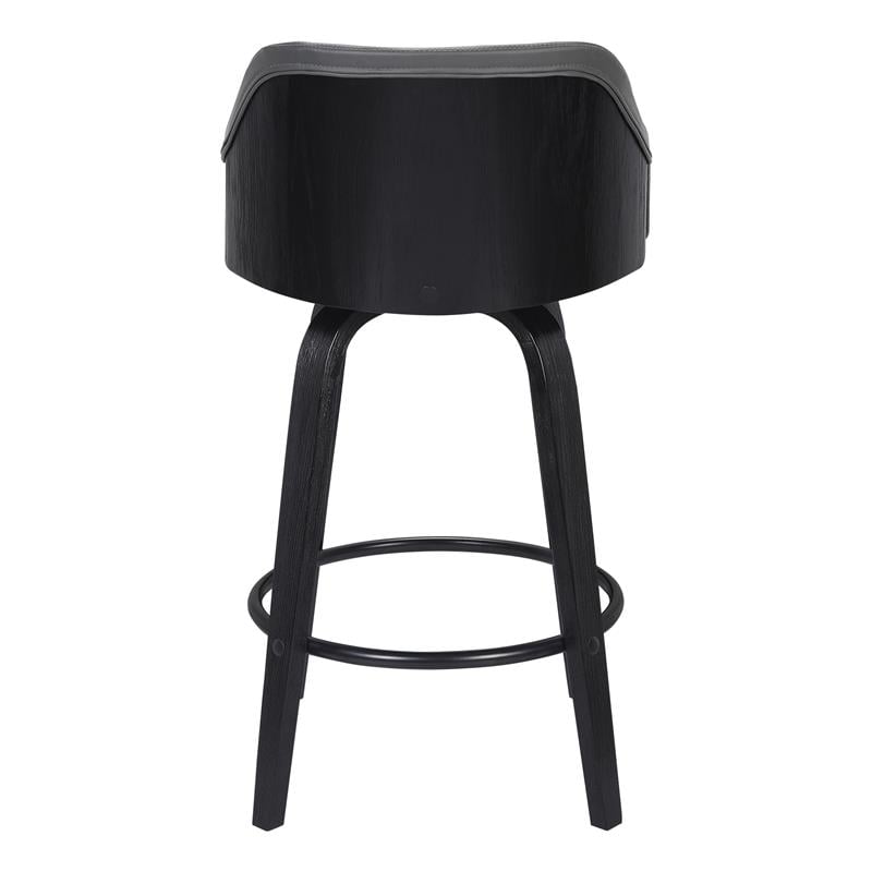Armen Living Alec Modern Faux Leather Swivel Barstool in Black and Gray