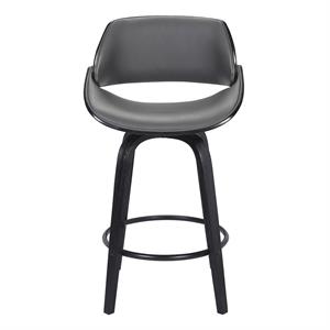 Armen Living Mona 26&quot Modern Faux Leather Counter Stool in Black and Gray
