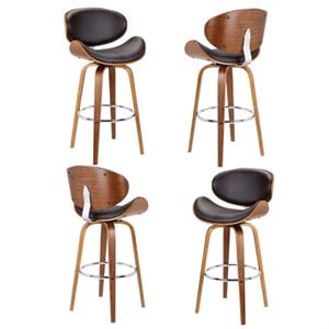 Solvang 26&quot Swivel  Barstool in Brown Faux Leather - (Set of 4)