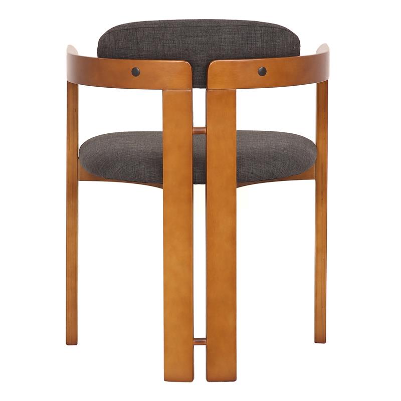 Armen Living Jazmin Fabric Upholstered Dining Chair - Walnut/Charcoal (Set of 2)