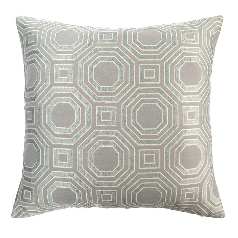 Warren Feather And Down Throw Pillow In Mist Jacquard Fabric