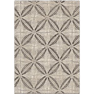 Armen Living Daisy 60x96&quot Rectangle Contemporary Fabric Area Rug in Gray/Cream