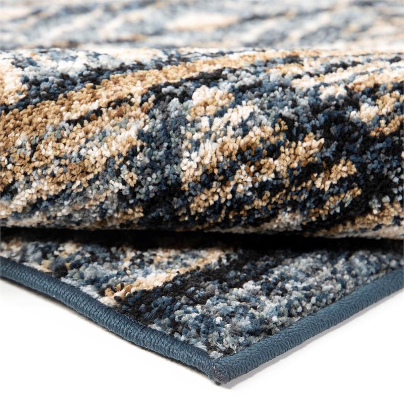 Togo Contemporary 5x8 Area Rug In Blue, Black And Blue Rug
